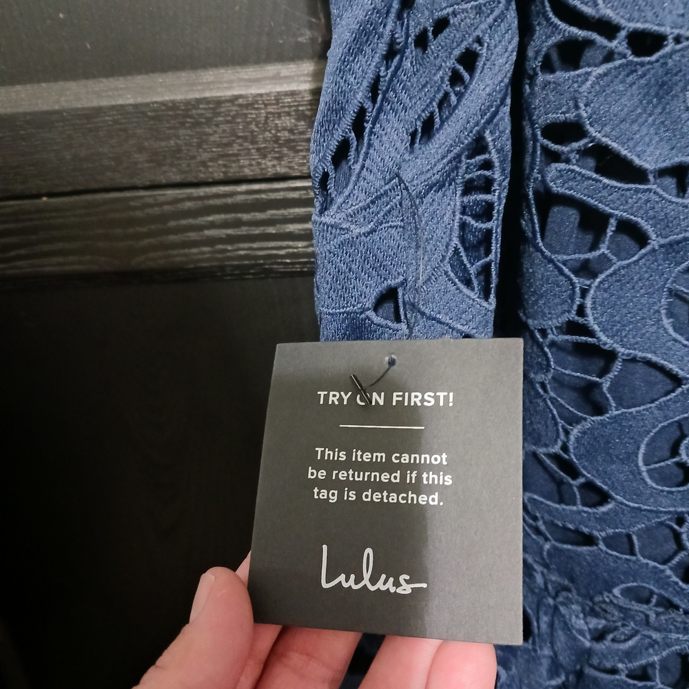 Lulu's Strapless Navy Lace Dress - Picture 7 of 10